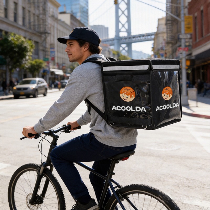 60L insulated food delivery backpack, black food delivery backpack, insulated takeaway backpack, custom delivery backpack, thermal food delivery bag, food courier backpack, restaurant delivery bag, bike courier delivery backpack, e-bike food delivery